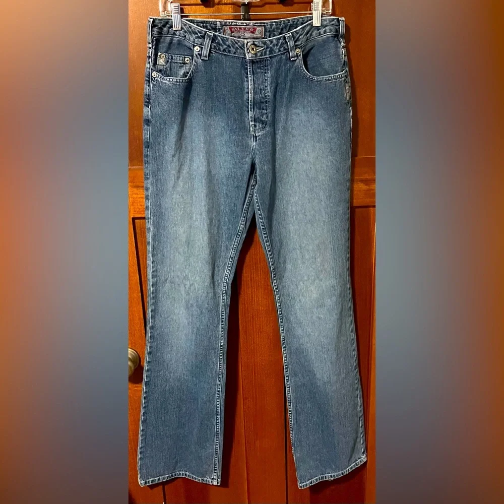 Vintage Y2K Silver Button Fly Jeans - Picture 1 of 12
